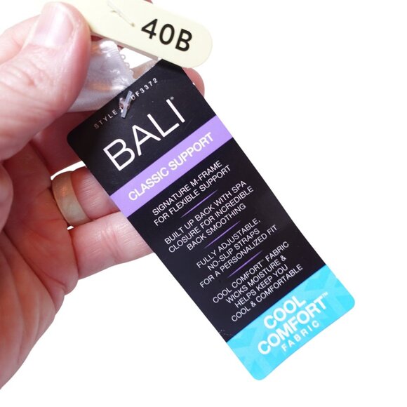 NWT Bali Double Support Lace Full Figure Wireless Bra Sz 40B White Satiny Floral - Picture 4 of 5